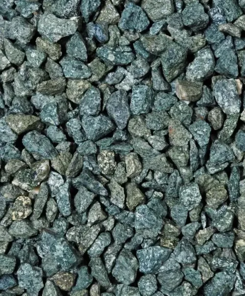 Close up of Green Granite Gravel Chippings for landscaping, driveways and paths