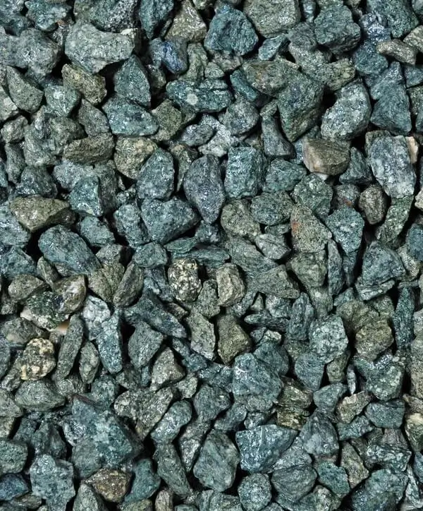 Close up of Green Granite Gravel Chippings for landscaping, driveways and paths