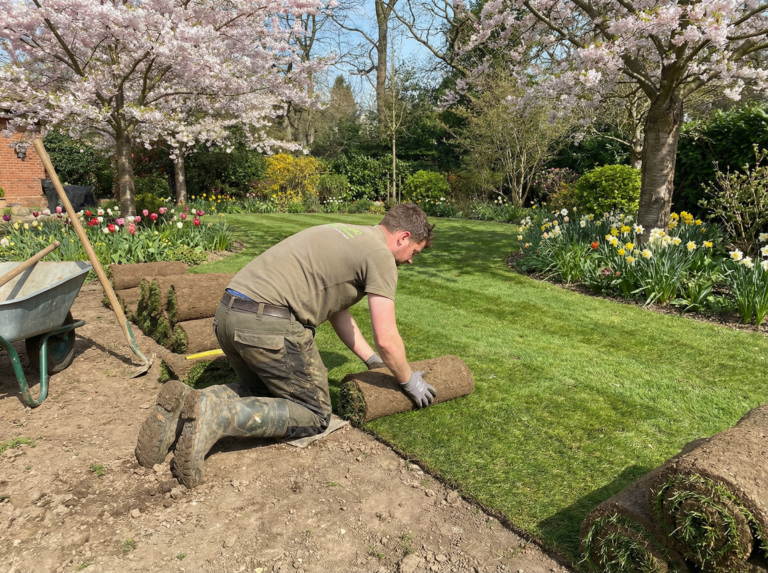 Laying turf in spring