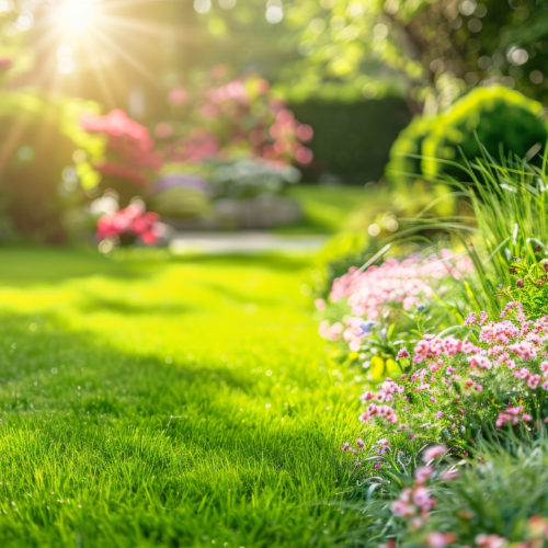 an image of a fresh, green lawn in the summer