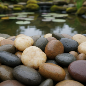 Pebbles smooth rounded shape help soften a landscape