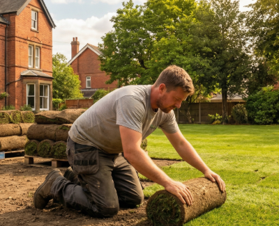 Laying turf in summer